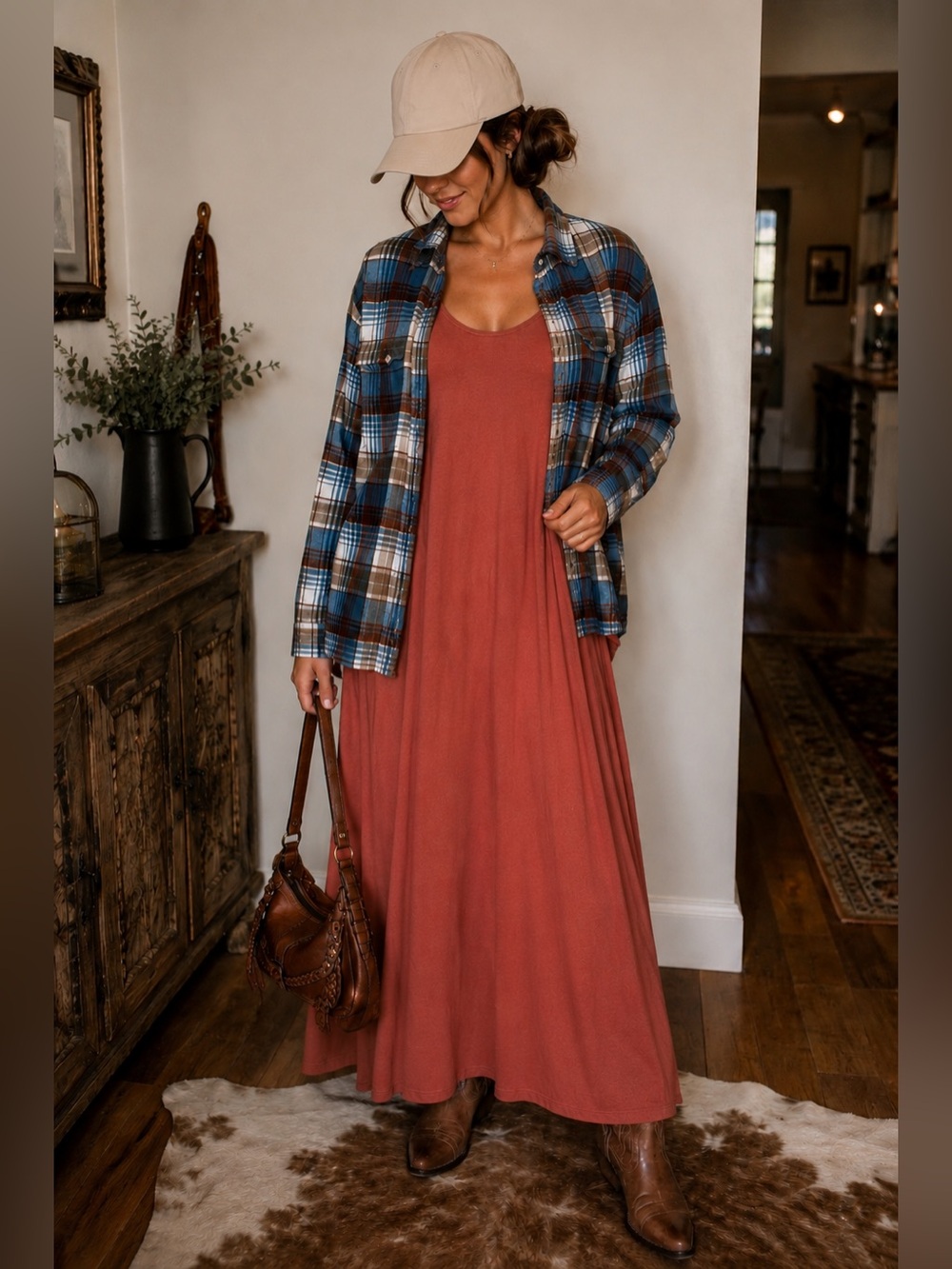 #3️⃣ M/L 🤎 3-Piece Boho Maxi Outfit Bundle + NWOT Hat 🤎